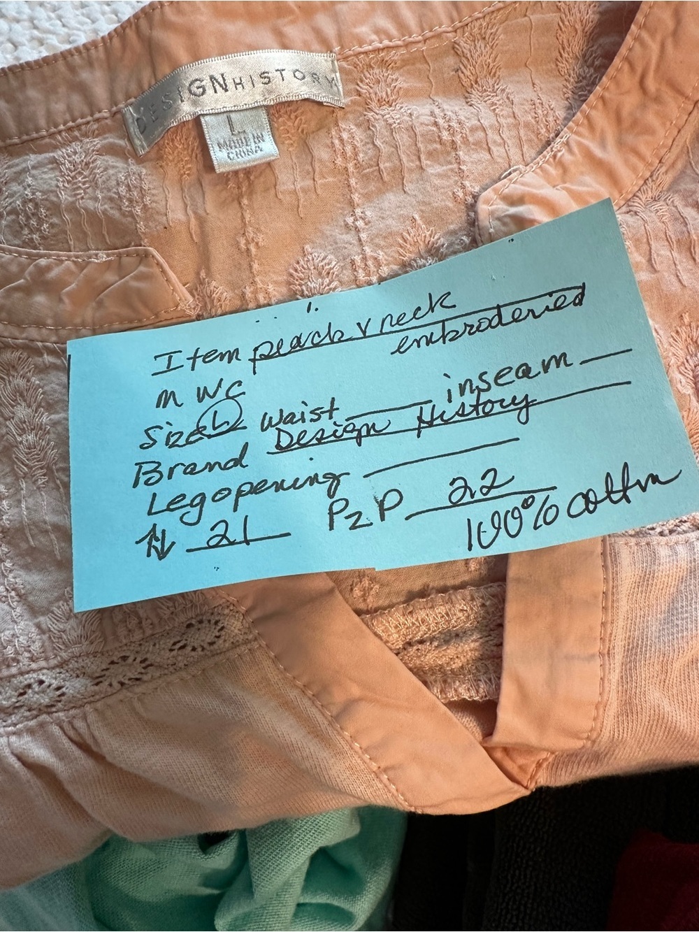 Design History Peach Embroidered Trim Flutter Sleeve Top - Picture 9 of 9